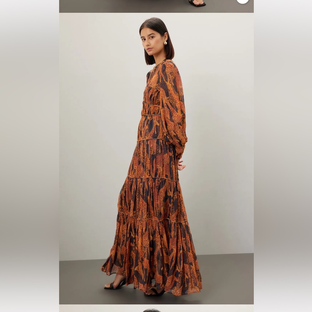 🔥 farm Rio Giraffes Puff Sleeves Maxi DRESS EUC - Picture 2 of 4